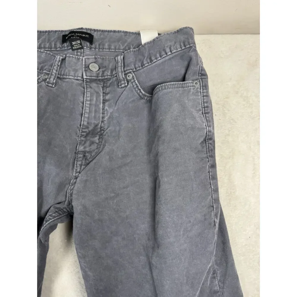 Banana Republic Men’s Corduroy Pants 30x30 Gray Slim Fit 5 Pocket Casual